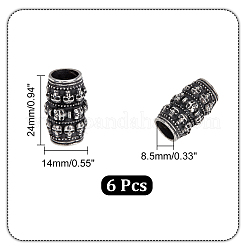 304ステンレススチールビーズ6個  頭蓋骨のある列  アンティークシルバー  24x14mm  穴：8.5mm&nbsp;STAS-UN0043-37