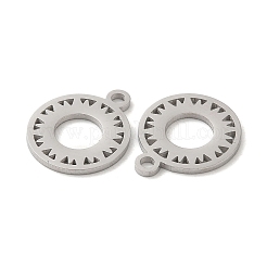 変色しない304ステンレススチールチャーム  太陽のチャーム付きリング  ステンレス鋼色  14.5x12x1mm  穴：1.6mm&nbsp;STAS-J042-14P