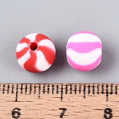 手作り樹脂粘土ビーズ  ラウンド  ミックスカラー  8.5~9mm  穴：1.6~2mm&nbsp;CLAY-N014-03