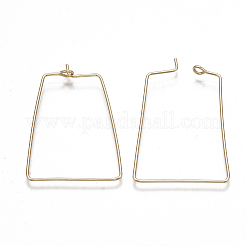 真鍮のピアスフック  台形  ニッケルフリー  18KGP本金メッキ  20ゲージ  33x25x0.8mm&nbsp;KK-T038-425G