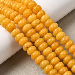染め加工天然石ホワイトジェイドビーズ連売り  滑らかなロンデル  ゴールド  10x6mm  穴：1.2mm  約63個/連  14.88''（37.8センチメートル）&nbsp;G-G107-A23-01