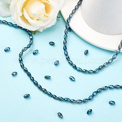 電気メッキガラスビーズセット  フル虹メッキ  多面カット  オーバル  ブルー  6x4mm  穴：1mm  約72個/連  16インチ&nbsp;X-EGLA-J013-4X6mm-F34