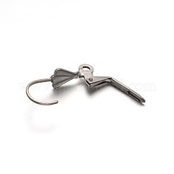 304ステンレススチールシェルフレンチフックピアス金具  カン付き  ステンレス鋼色  19x10.5x5mm  穴：1.5mm&nbsp;X-STAS-E103-04A