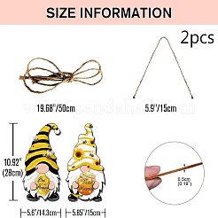 木の掛かる壁の装飾  ジュートより糸付き  単語とフラットラウンド  花柄  300x300x5mm&nbsp;HJEW-WH0027-016