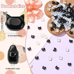 50個の模造翡翠ガラスビーズ  猫の形  ブラック  6x8mm  穴：1mm&nbsp;GLAA-YW0005-38