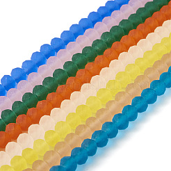 8連売り8色透明ガラスビーズ連売り  多面カット  艶消し  ロンデル  ミックスカラー  8mm  穴：1mm  約65~68個/連  15.7~16.1インチ（40~41cm）  1本/色&nbsp;GLAA-TA0002-20