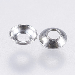 変色しにくい無花弁316サージカルステンレススチールビーズキャップ  ステンレス鋼色  3x1mm  穴：1mm&nbsp;STAS-F146-08P