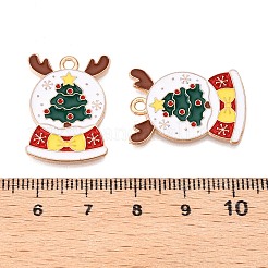 クリスマステーマ合金エナメルペンダント  ライトゴールド  鉛フリー＆カドミウムフリー  クリスマス鐘  25x17.5x1mm  穴：1.8mm&nbsp;ENAM-T020-33F