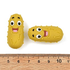野菜をテーマにしたシリコンビーズ  焦点ビーズ  キュウリ  ゴールデンロッド  34x16mm  穴：2.5mm&nbsp;SL-D002-01A