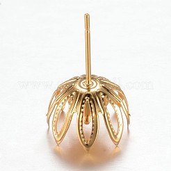 304ステンレススチールスタッドピアスセッティング  花  ゴールドカラー  トレイ：5mm  18x11mm  ピン：0.7mm&nbsp;STAS-G081-58G