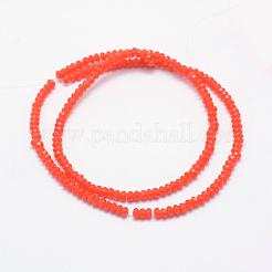 オペークガラスビーズ連売り  多面カット  ロンデル  レッドオレンジ  2.3~2.7x1.5mm  穴：0.5mm  約150~155個/連  32~33cm&nbsp;EGLA-J144-NB03
