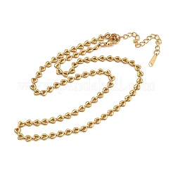 4mm 304ステンレススチール製ハートリンクチェーンネックレス（女性用）  ゴールドカラー  16.06インチ（40.8cm）&nbsp;NJEW-G179-06G