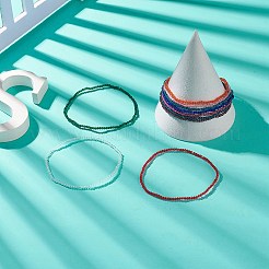 女性用10色ブリングガラスビーズストレッチブレスレットセット10個。  ミックスカラー  内径：2-1/8インチ（5.5cm）  1pc /カラー&nbsp;BJEW-JB08974