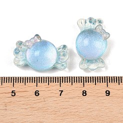透明エポキシ樹脂デコデンカボション  蝶結びのキャンディー  グリッターパウダー付き  ライトブルー  14x24x9mm&nbsp;LS-RESI-XCP0002-60