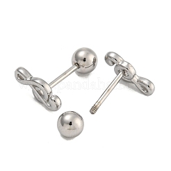 304ステンレススチール軟骨ピアス  ステンレス鋼色  音符  9x4.5mm&nbsp;EJEW-B066-01E-P