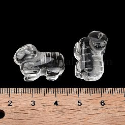 天然水晶彫刻半穴ビーズ  ロッククリスタル動物ビーズ  ヤギ  15x23x9.5mm  穴：1mm&nbsp;G-K367-02F