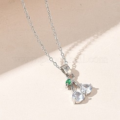 真鍮とキュービックジルコニアのペンダントネックレス  304ステンレススチールアズキチェーンネックレス  チェリー  ステンレス鋼色  18.11インチ（46cm）&nbsp;SA-CBA7E55-04P-02