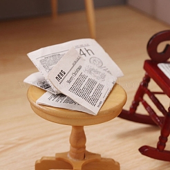 ミニチュア新聞  合成皮革カバー付き  人形の日常のシーンのアクセサリー  ドールハウスのリビングルームに  ホワイト＆ブラック  35x45mm  10枚/束&nbsp;MIMO-PW0001-080