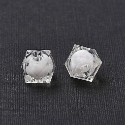 透明なアクリルビーズ  二層ビーズ  多面カットキューブ  透明  8x7x7mm  穴：2mm  約2000個/500g&nbsp;TACR-S112-8mm-01