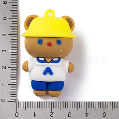 人形 PVC プラスチック ペンダント  クマ  50x31.5x26mm  穴：3mm&nbsp;KY-S172-15F