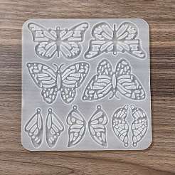 Diyシリコーンペンダント型  レジン型  UVレジン用  エポキシ樹脂ジュエリー作り  ちょうの模様  180x173x5.5mm  穴：2.2mm  内径：22~84x52~56.5mm&nbsp;DIY-G079-13C