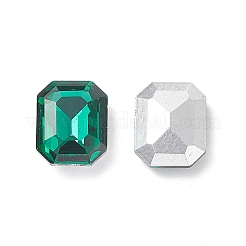 ポイントガラスラインストーンカボション  多面カット  レクタングルオクタゴン  med.emerald  10x8x3.5mm&nbsp;RGLA-T079-8x10mm-15