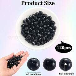 天然ブラックオニキスビーズ120個  グレードAB  ラウンド  染め＆加熱  8mm  穴：1mm&nbsp;G-PA0001-06B