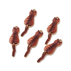 メッキ合金エナメルチャームラック  ライトゴールド  猫のチャーム  カラフル  34x10x2mm  穴：1.5mm&nbsp;X-ENAM-K050-01G