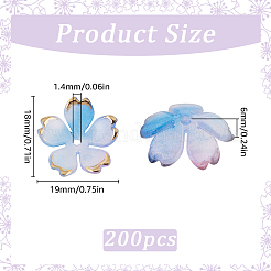 アクリルビーズキャップ200個  5枚花びらの桜  ブルー  18x19x6mm  穴：1.4mm&nbsp;OACR-SC0001-74