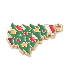 クリスマス合金エナメルペンダント  ゴールドカラー  クリスマスツリー  24x19x1.2mm  穴：1.6mm&nbsp;ENAM-K074-01G-12