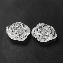 クリアクラックアクリルビーズ  ローズ  透明  28x31x11mm  穴：2mm  約110個/500g&nbsp;OACR-L013-015