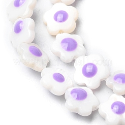 天然淡水シェルエナメルビーズ連売り  花  ミックスカラー  6.5~7x8~8.5x3.5~4mm  穴：0.4mm  約48個/連  14.69''~14.92''（37.3~37.9センチメートル）&nbsp;SHEL-K006-01