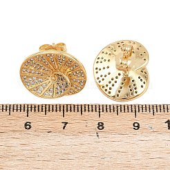 真鍮マイクロペーブクリアキュービックジルコニアスタッドピアス  長持ちメッキ  18KGP本金メッキ  渦巻き  19x16mm&nbsp;LS-EJEW-A151-02A-G