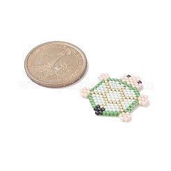 手作りの織機模様 シード ビーズ  亀のチャーム  甘露  27x25x2mm  穴：0.8mm&nbsp;PALLOY-MZ00118