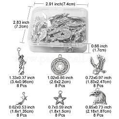 48pcs6スタイルチベットスタイルアロイペンダント  星と鷲/鷹と自由の女神:  アンティークシルバー  16~34x9.6~24.7x1.5~6mm  穴：2mm  8個/スタイル&nbsp;FIND-FS0001-49