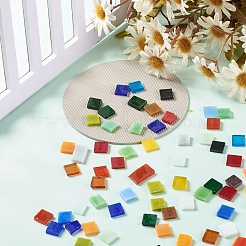 モザイクタイルガラスカボション  フラットバックガラススクエアカボションタイル  DIYの工芸品について  プレート  写真フレーム  植木鉢用品  ミックスカラー  10x10x2~3mm  約1000個/1000g&nbsp;DIY-P045-01