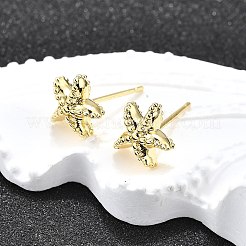 真鍮製スタンドピアス  長持ちメッキ  鉛フリー＆カドミウムフリー  ヒトデ  9.5x10mm&nbsp;EJEW-H157-01G-04