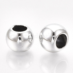 UVメッキABSプラスチックヨーロッパビーズ  大穴ビーズ  ラウンド  プラチナ  10x8mm  穴：5mm&nbsp;CCB-S162-28H-04