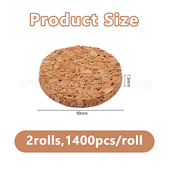滑り止めコルクシート  ラウンド  淡い茶色  10x1.5mm  1400PCS /ロール&nbsp;DIY-WH0816-162