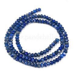 天然石ラピスラズリビーズ連売り  多面カット  ロンデル  3.5~4x2.5~3mm  穴：0.7mm  約128個/連  15.16~15.35インチ（38.5~39cm）&nbsp;G-L587-B03-02