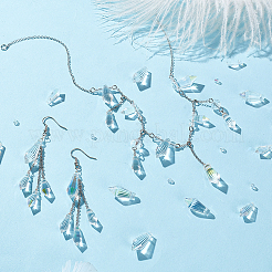 ガラスビーズ連売り  ダイヤモンド  多面カット  トップ掘削  クリアAB  15~20x6~8mm  穴：1.2mm  102個/セット&nbsp;GLAA-GA0002-07