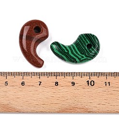 天然石&合成ミックスストーンペンダント  勾玉型チャーム  染めと染めの混合  30x17~18x9~11mm  穴：3~4mm&nbsp;G-N344-32