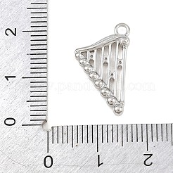 真鍮マイクロパヴェクリアキュービックジルコニアペンダント  ハープのお守り  プラチナ  20x11x2.5mm  穴：1.8mm&nbsp;CU-CBA0565-02P