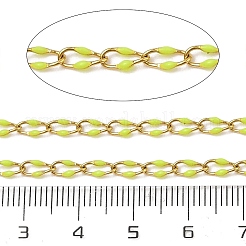 イオンプレーティング（IP）304ステンレスリンクチェーン  エナメル  スプールで  洗練された  ハンダ付け  18KGP本金メッキ  黄緑  6.8x3.3x1.3mm  約32.81フィート（10m）/ロール&nbsp;CHS-M006-03G-08
