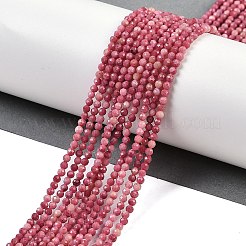 天然石ロードナイトビーズ連売り  多面カット  グレードAAA  ラウンド  2mm  穴：0.5mm  約184個/連  15.75''（40センチメートル）&nbsp;G-P553-G06-01