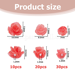 60個3スタイルレジンビーズ  花  トマト  6.5~7.5x7~10.5x6.5~10.5mm  穴：1.2mm&nbsp;RESI-HS0001-12