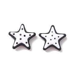 オペーク樹脂ビーズ  水玉模様の星  ホワイト  18.5x19.5x5.2mm  穴：1.6mm&nbsp;RESI-K020-01B