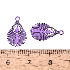 スプレー塗装された430ステンレススチールペンダント  フィリグリー孔雀の羽のチャーム  蘭  16.5x10x0.3mm  穴：1.5mm&nbsp;STAS-N121-08B