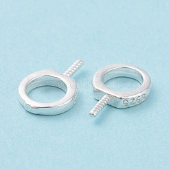スターリングシルバー製スクリューアイペグベイル925個  リング  銀  9x6x1mm  穴：4mm  ピン：0.6mm&nbsp;STER-D035-42S