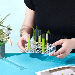 アクリル試験チューブディスプレイラック  ラボ用品  透明  完成品：134x75x37mm&nbsp;AJEW-WH0434-93B-01-1
